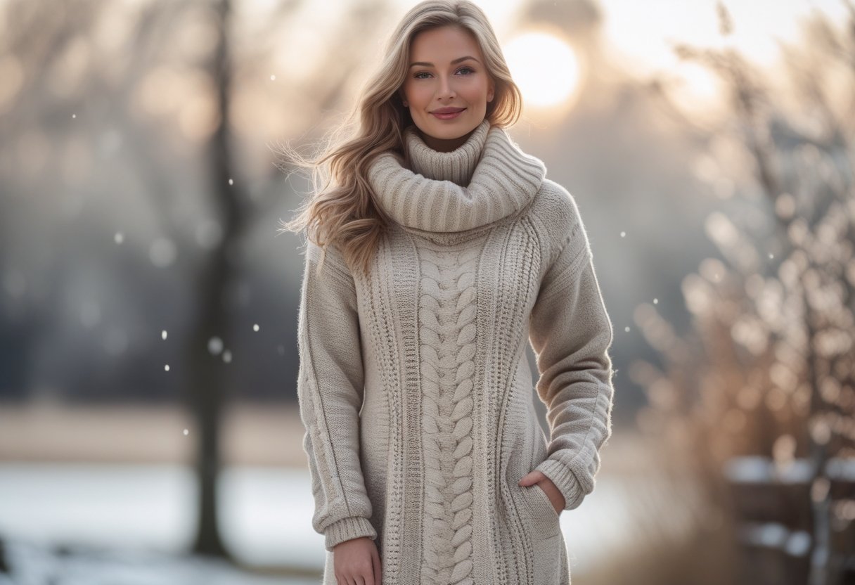 Sådan kombinerer du vinterstøvler og strikkjoler til vintermode